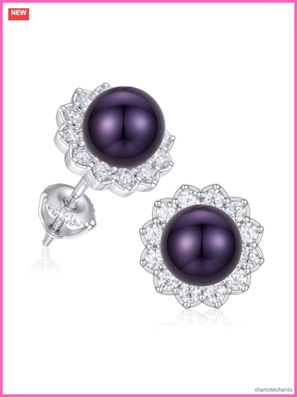 7-9mm Pearl Earrings for Women, 925 Sterling Silver, Screw Back Stud